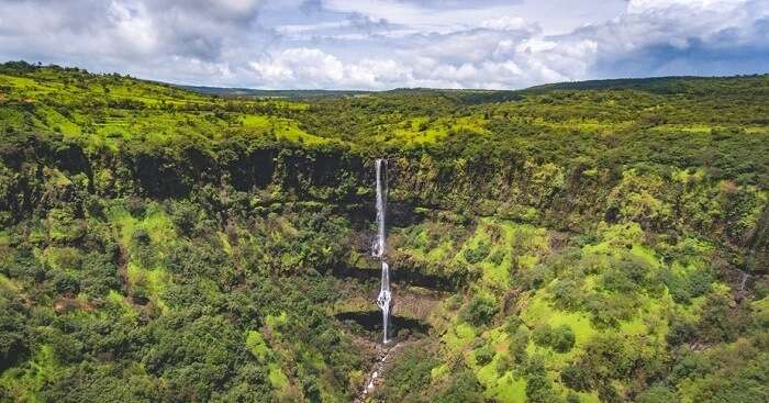 Bhambavli Vajrai Waterfalls Satara, Maharashtra - Best and Finest aerial view