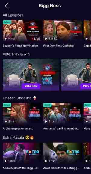 step one search for bigg boss vote now option 