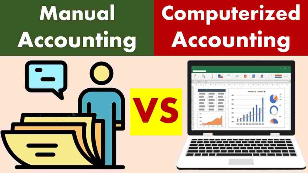 Difference between manual accounting and computerized accounting poster